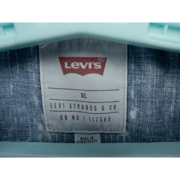 Levis Shirt Mens XL (Large Fit) Blue Acid Wash Denim Short Sleeve Casual Western - Picture 2 of 8